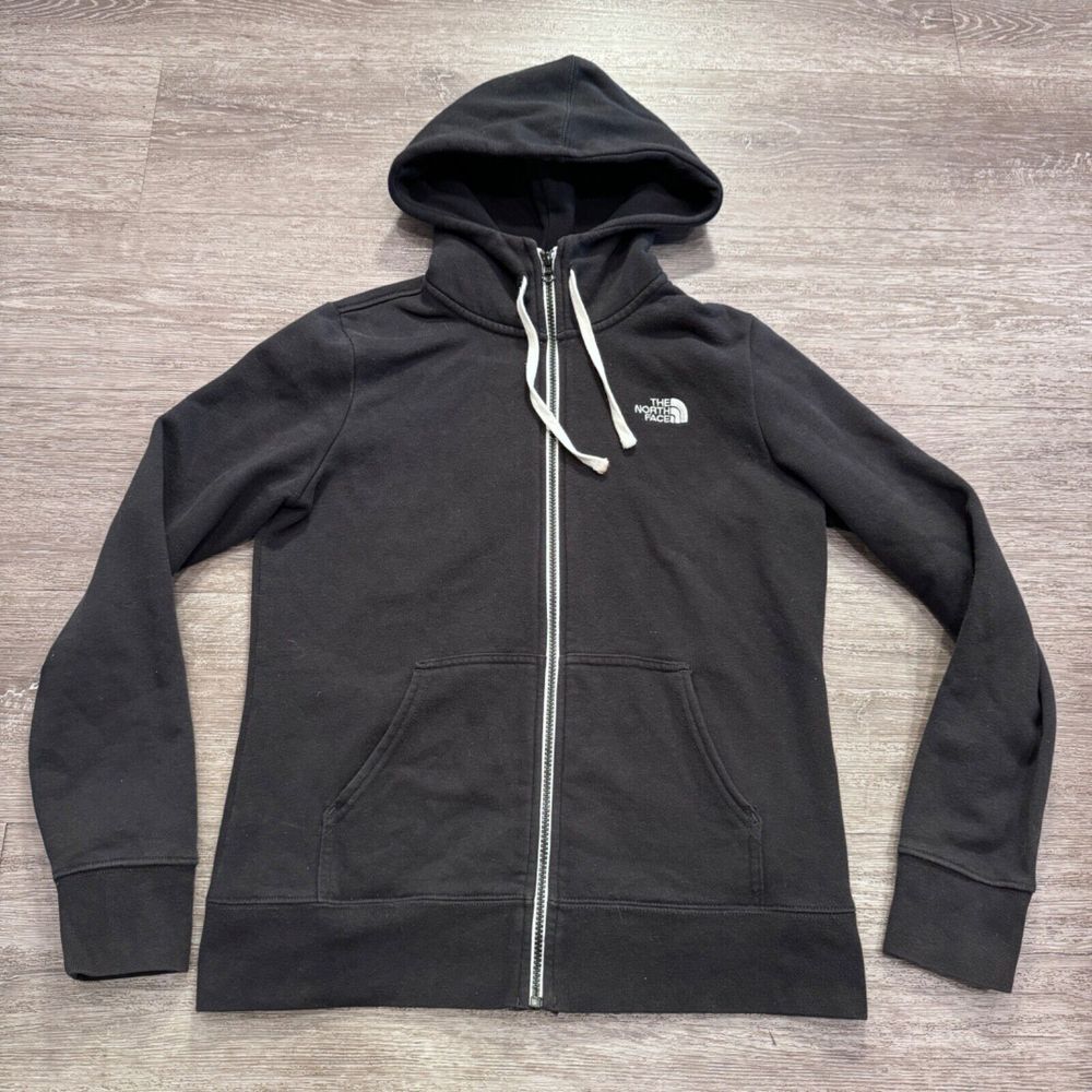 The North Face Hoodie‎ Womens Medium Black Full Zip Cotton Sweatshirt Sweater